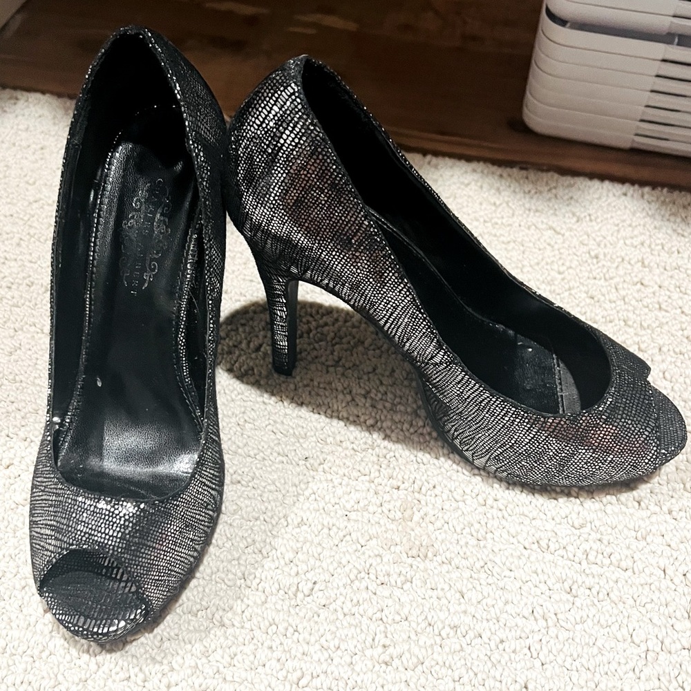 Black/silver evening shoes